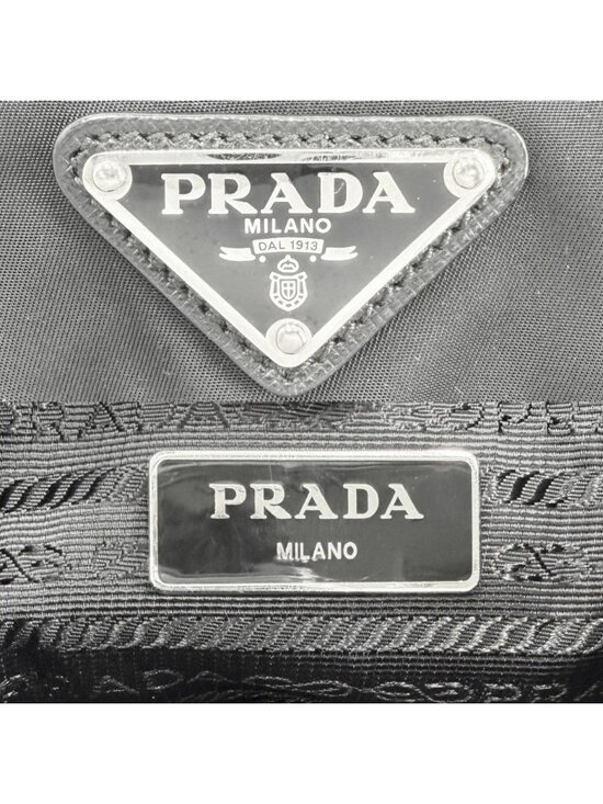 Prada Triangle Logo Backpack Nylon Black Silver main image 5